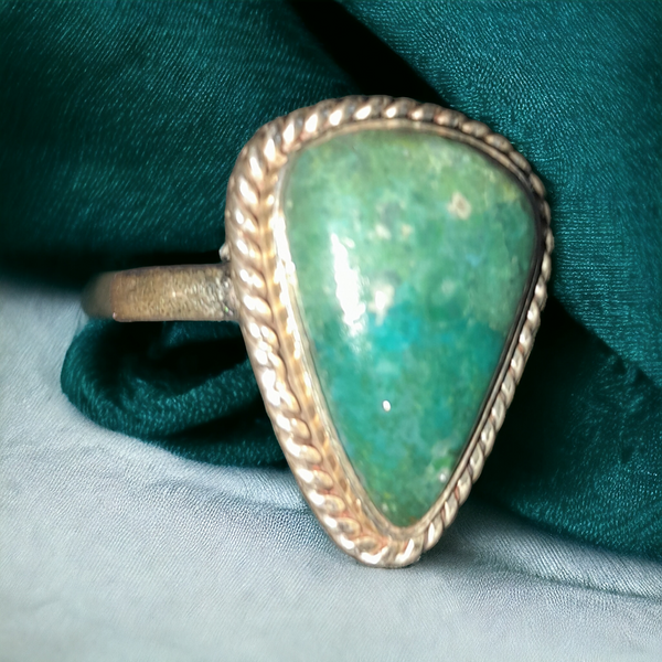 Sterling Silver Chrysocolla Ring, Item #SS64- Size 8