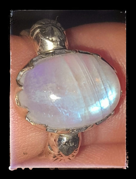 Sterling Silver Moonstone Ring,  (Size 6.5), Item #SS08