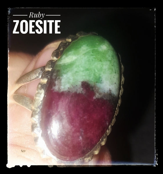 Sterling Silver Ruby Zoesite Ring,  (Size 6),  Item #SS09