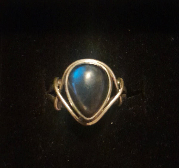 Sterling Silver Labradorite Ring, Item #SS110 - Size 8.5