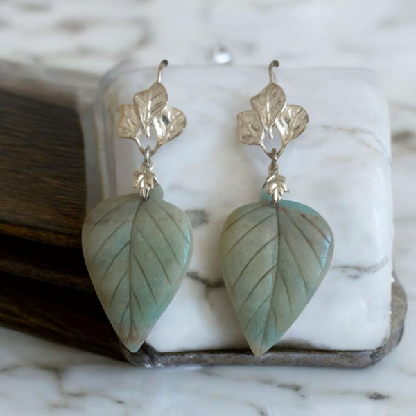 Green Opal Gemstone Earrings, Item #G139