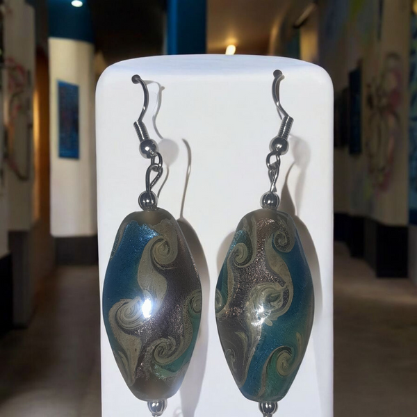 Hand Painted Glass Earrings, Item #E051