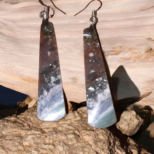 Ocean Jasper Gemstone Earrings, Item #G194