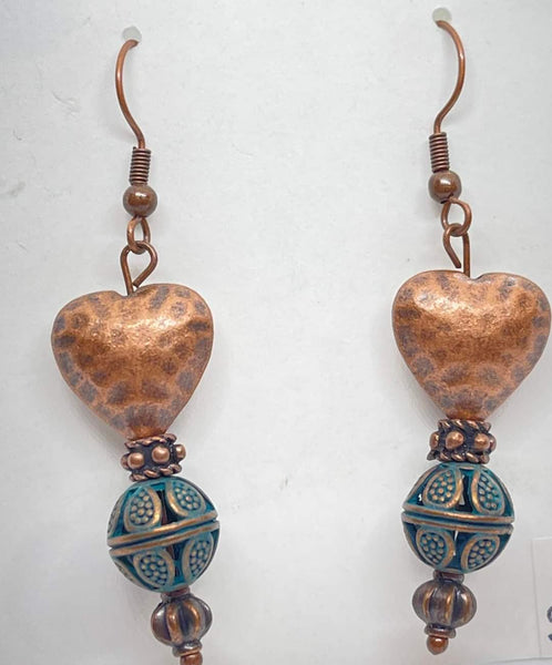 Copper Heart Earrings, Item #E003
