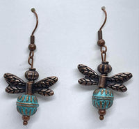 Dragonflies w/Patina Accent Beads, #E006