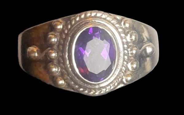 Sterling Silver Amethyst Ring -Item #SS35-  Size 7