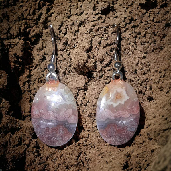 Crazy Lace Agate Gemstone Earrings, Item # G130