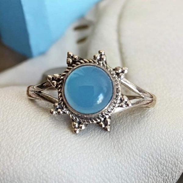 Sterling Silver Blue Chalcedony Ring, Item #SS154 - Size 9