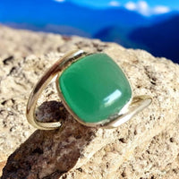 Sterling Silver Green Chalcedony Ring, Item #SS157 -Size 7.5