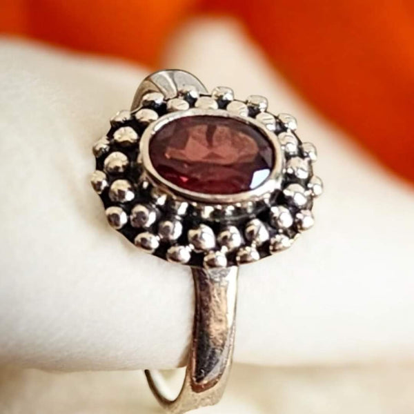 Sterling Silver Garnet Ring, Item #SS158 - Size 7