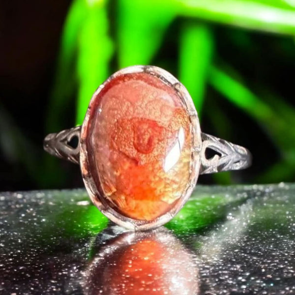 Sterling Silver Mexican Fire Agate Ring, Item #SS194 -Adjustable