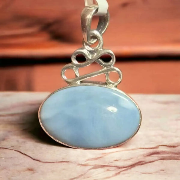 Blue  Opal in Sterling Silver Setting,Item #P2306  Sterling silver chain included