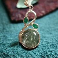 Seraphinite & Emeralds in Sterling Silver Setting - Item #P2411