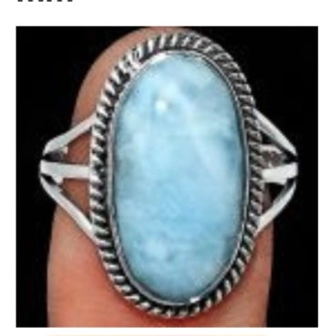 Sterling Silver Larimar Ring, Item #SS113 - Size 9