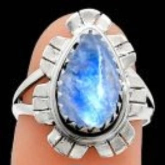 Sterling Silver Moonstone Ring, Item #SS107- Size 7