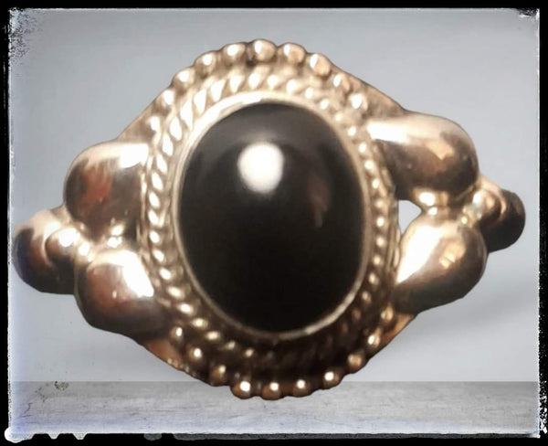 Sterling Silver Black Onyx Ring, Item #SS37- Size 7