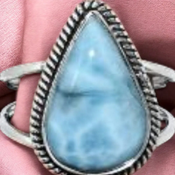 Sterling Silver Larimar Ring, Item #SS124 - Size 8.5