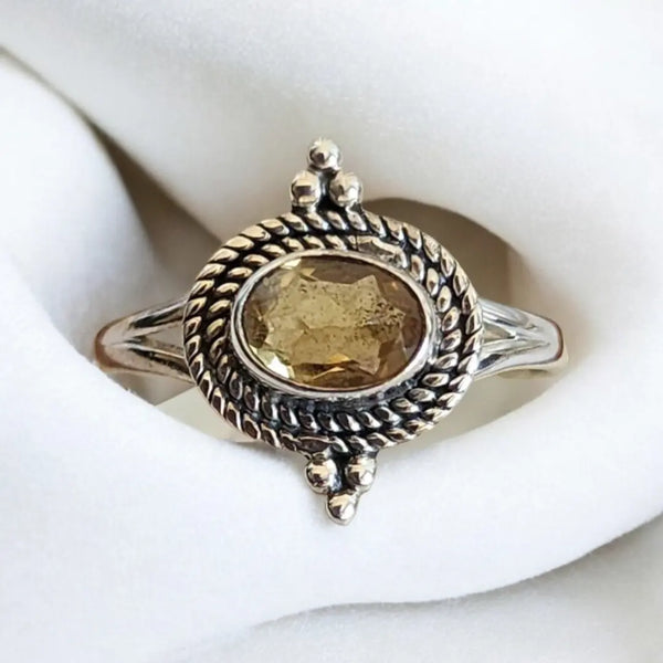 Sterling Silver Citrine Ring, Item #SS152 - Size 8.5