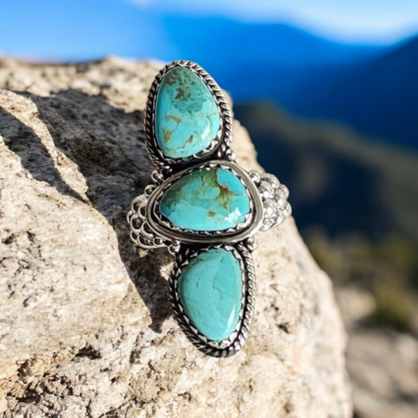 Sterling Silver Turquoise Ring, Item #SS179 - Size 7.25