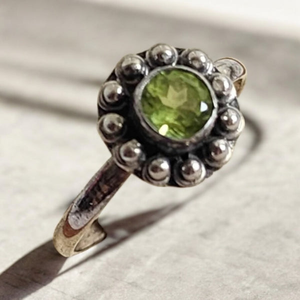 Sterling Silver Peridot Ring, Item #SS180- Size 8.5