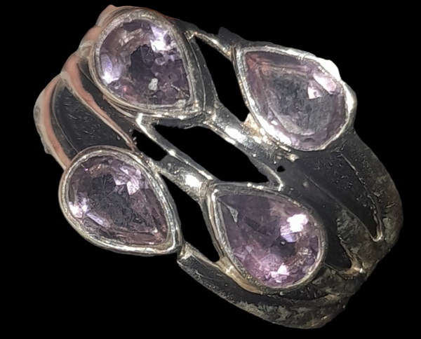 Sterling Silver Amethyst Ring (Size 6.5), Item #SS02