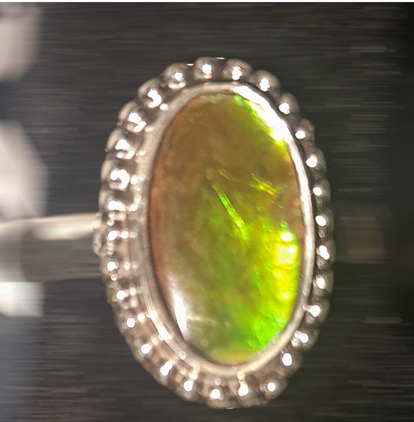 Sterling Silver Ammolite Ring (Size 6.5), Item #SS04