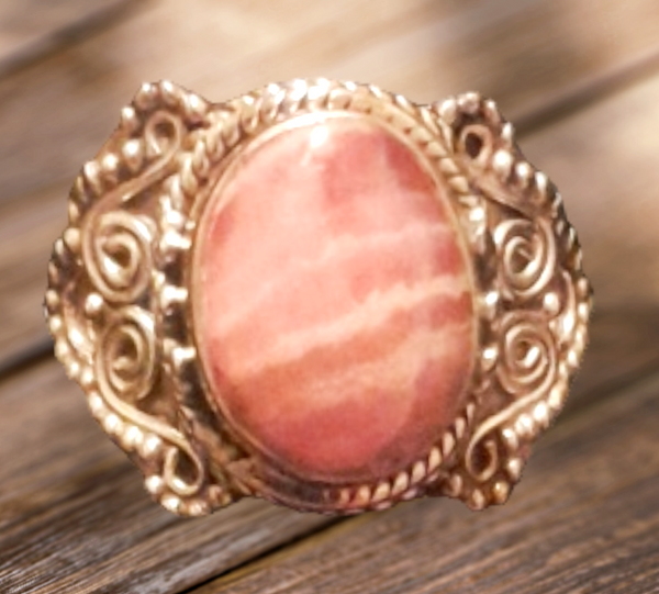 Sterling Silver Rhodocrosite Ring, Item #SS30 - Size 7