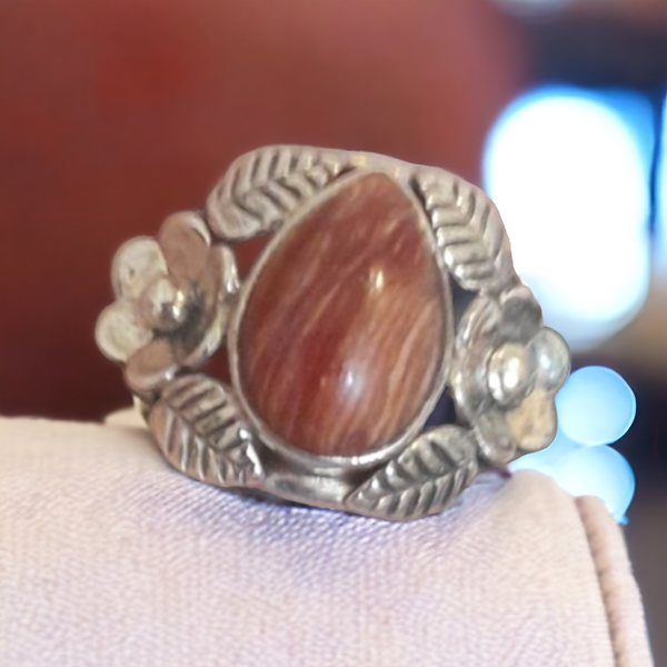 Sterling Silver Carnelian Agate Ring -Item #SS50- Size 7