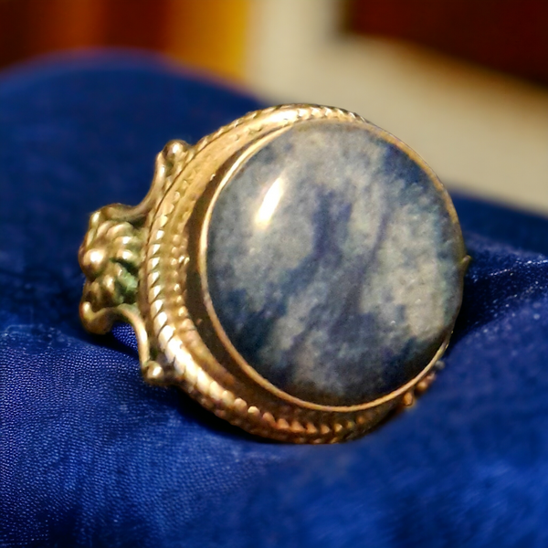 Sterling Silver Dumorterite Ring, Item #SS66 - Size 8.5