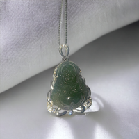 Green Adventurine (Carved Buddah) in Sterling Silver Setting, Item #P2362