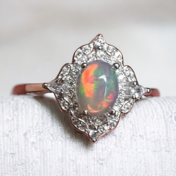 Sterling Silver Ethiopian Opal Ring, Item #SS86 - Adjustable