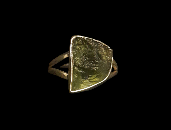 Sterling Silver Moldavite Ring (Rare), Item #SS104 -  Size 7