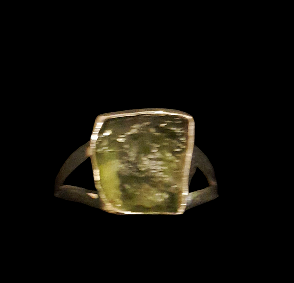 Sterling Silver Moldavite Ring (Rare), Item #SS105-  Size 7