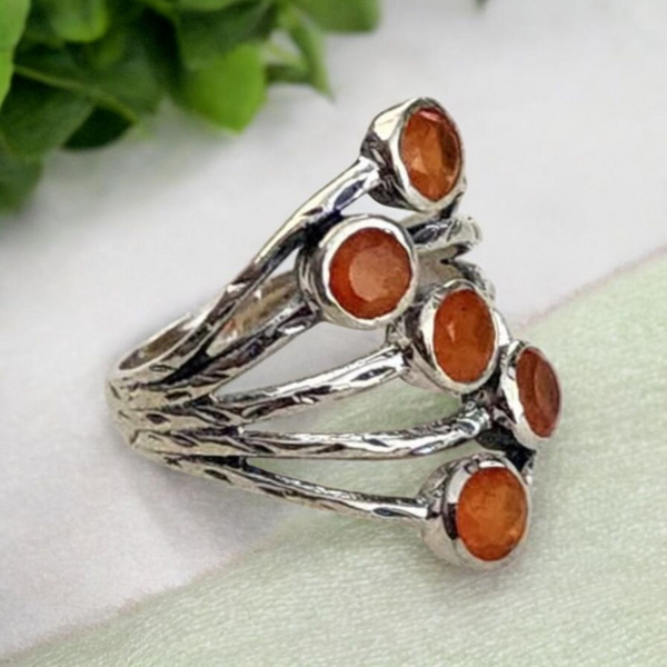 Sterling Silver Carnelian Ring, Item #SS193 - Size 8