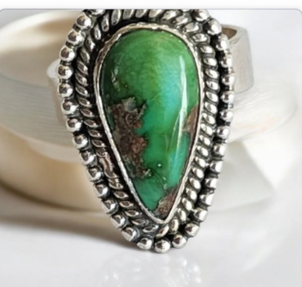 Sterling Silver Sonoran Gold Turquoise Ring, Item #SS190 - Size 9