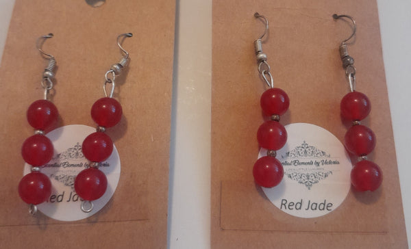 Red Jade Bead Earrings, Item #B023