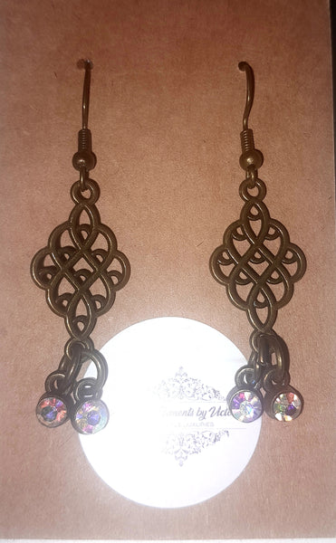 Fillagree with Rhinstone Dangles, Item #B032