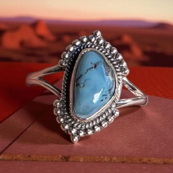 Sterling Silver Golden Hills Turquoise #SS231 - Size 8