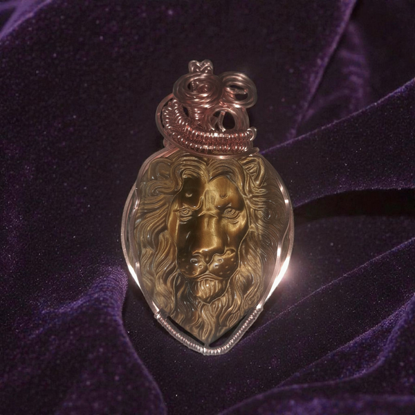Tiger's Eye Carved Lion Head, Item #P3315