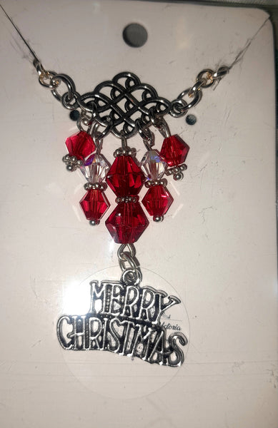 Merry Christmas Swarovski Crystal Necklace, Item #B069