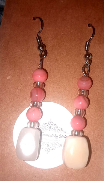 Coral pink beads with shell accents, Item #B038