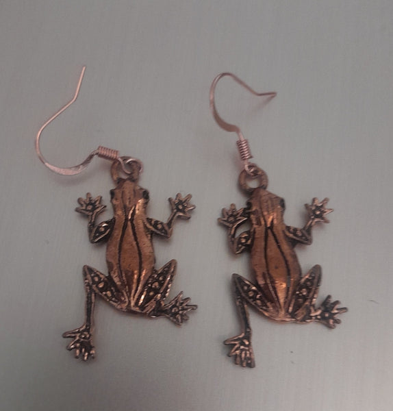 Copper Frog Earrings, Item #B001