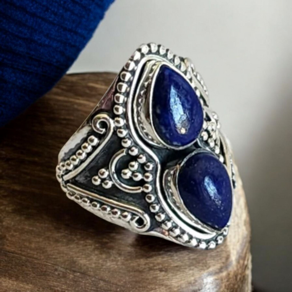 Sterling Silver Lapis Lazuli Ring, Item #SS225- Size 9.5