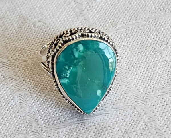 Sterling Silver Turquoise Ring, Item #SS216- Size 8.25