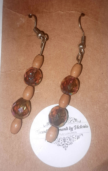 Rainbow beads with wood bead accents, #B033