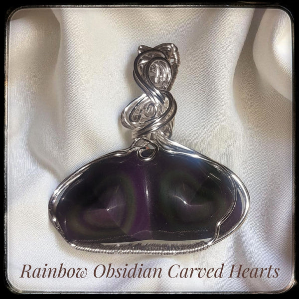 Rainbow Obsidian Carved Hearts, Item #P3142