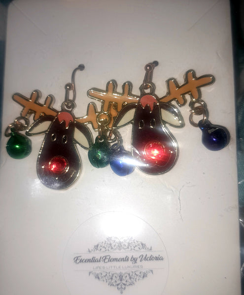 Jingle Bell Reindeer Earrings, Item #B071