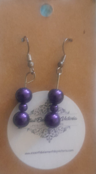 Purple Bead Earrings, Item #B003