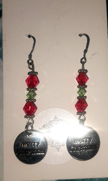 Merry Christmas Swarovski Crystal Earrings, Item #B054