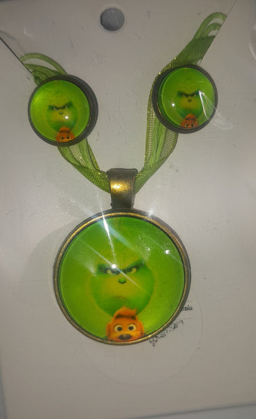 GRINCH Pendant and Earrings Set, Item #B051